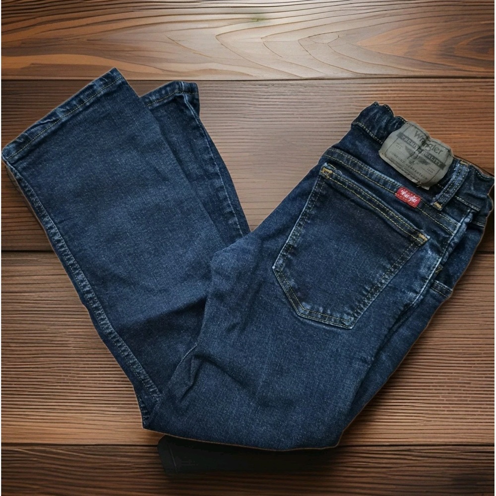 Wrangler Classic Boot Jeans Boys 10 Husky Dark Wash Bootcut Western Cowboy Denim